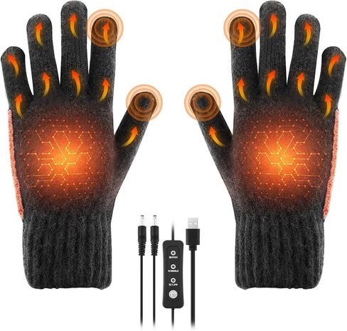 USB Heated Gloves for Women Men, Augot Plug and Play Electric Heated Gloves Temperature Adjustable, Winter Hands Warm Gloves (Knitting) in Kuwait