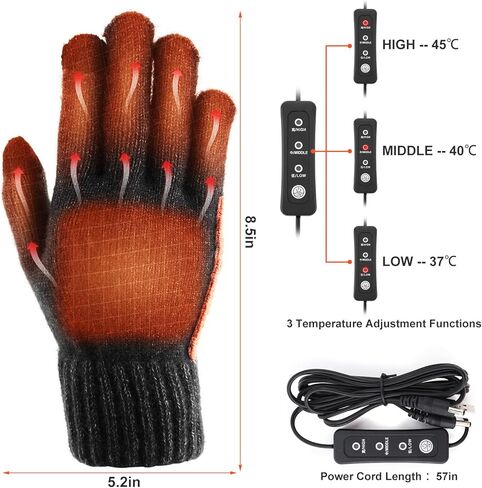 USB Heated Gloves for Women Men, Augot Plug and Play Electric Heated Gloves Temperature Adjustable, Winter Hands Warm Gloves (Knitting) in Kuwait