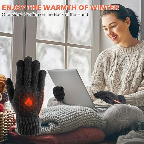 USB Heated Gloves for Women Men, Augot Plug and Play Electric Heated Gloves Temperature Adjustable, Winter Hands Warm Gloves (Knitting) in Kuwait