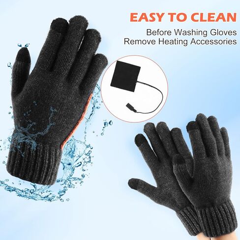 USB Heated Gloves for Women Men, Augot Plug and Play Electric Heated Gloves Temperature Adjustable, Winter Hands Warm Gloves (Knitting) in Kuwait