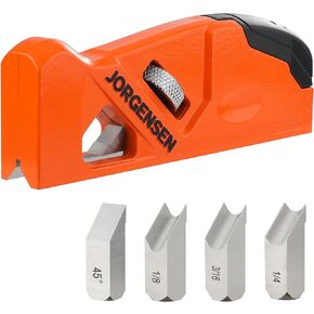 JORGENSEN طائرة الشطب، طائرة زاوية الحافة مع 4 رؤوس قطع، مساحة تخزين - طائرة يدوية للأعمال الخشبية، أدوات النجارة المهنية للنجارة لتقليم حافة الخشب، تسطيح زاوية الحافة in Kuwait