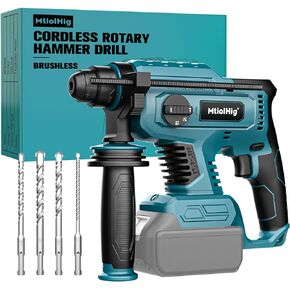 7/8" SDS-Plus Rotary Hammer Drill for Makita 18V Battery, Brushless Cordless with Safety Clutch for Concrete/Masonry, 2.5 Joules, 4 Application Modes with 360°Auxiliary Handle, Including 4 Drill Bits.
