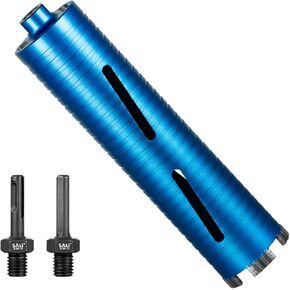 SALI Diamond Core Drill Bits 2" Diameter 10"/254mm Drilling Depth 5/8-11" Thread Core Bit Turbo Laser-Welded Segments for Cured Concrete with Rebar, Brick, Block, Masonry, Stone with Two Adapters