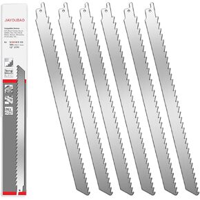 JIAYOUBAO شفرات منشار من الفولاذ المقاوم للصدأ مقاس 12 بوصة لتقطيع اللحوم 3TPI شفرات منشار ترددية ذات أسنان كبيرة غير مصبوغة للحوم المجمدة والعظام والديك الرومي ومكعبات الثلج ولحم الخنزير المقدد والأغنام ولحم البقر ومكعبات الثلج in Kuwait