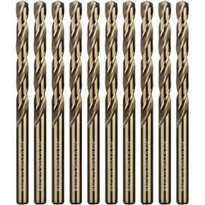 3/16" Cobalt Drill Bits 10Pcs - BAIDETS M35 3/16 Inch HSS Metal Twist Drill Bits Set for Hard Metal, Stainless Steel, Cast Iron and Other Hard Materials