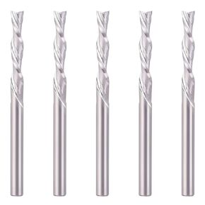 HQMaster Downcut Bit 1/8" Shank Down Cut Spiral CNC Router Bits End Mill Tungsten Carbide Milling Cutter Set 5 Pack (3.175mm)