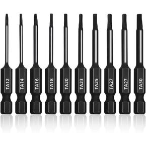 مجموعة رؤوس مثقاب مثلثة (10 قطع - رؤوس مغناطيسية بطول 2.3 انش) بمقاسات مفك البراغي المثلث التالية: TA12، TA14، TA16، TA18، TA20، TA23، TA25، TA27 (x2)، TA30 in Kuwait