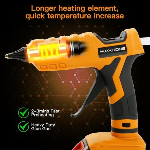 Cordless Hot Glue Gun 100W for Dewalt 20V Battery Handheld Wireless Power Glue Gun Full Size with 12pcs Glue Sticks(0.43")(11mm) for Art DIY Craft Home Repair School(Battery Not Included) in Kuwait