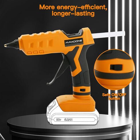 Cordless Hot Glue Gun 100W for Dewalt 20V Battery Handheld Wireless Power Glue Gun Full Size with 12pcs Glue Sticks(0.43")(11mm) for Art DIY Craft Home Repair School(Battery Not Included) in Kuwait