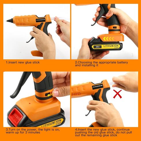 Cordless Hot Glue Gun 100W for Dewalt 20V Battery Handheld Wireless Power Glue Gun Full Size with 12pcs Glue Sticks(0.43")(11mm) for Art DIY Craft Home Repair School(Battery Not Included) in Kuwait