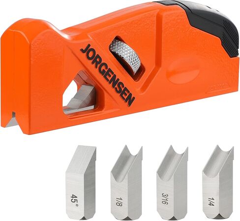 JORGENSEN طائرة الشطب، طائرة زاوية الحافة مع 4 رؤوس قطع، مساحة تخزين - طائرة يدوية للأعمال الخشبية، أدوات النجارة المهنية للنجارة لتقليم حافة الخشب، تسطيح زاوية الحافة in Kuwait