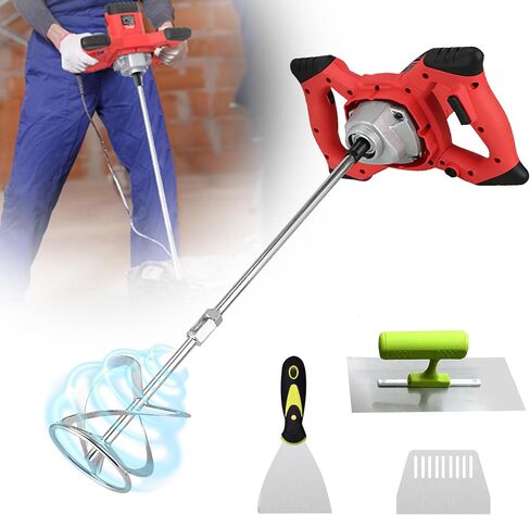 خلاط أسمنت FXTNKYY بقوة 2100 وات، خلاط خرسانة محمول للحفر، مع 6 سرعات قابلة للتعديل، خلاط أسمنت كهربائي محمول لخلط الطين والملاط والجص والأسمنت والطلاء والأعلاف in Kuwait