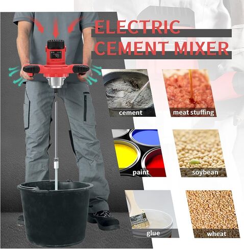 خلاط أسمنت FXTNKYY بقوة 2100 وات، خلاط خرسانة محمول للحفر، مع 6 سرعات قابلة للتعديل، خلاط أسمنت كهربائي محمول لخلط الطين والملاط والجص والأسمنت والطلاء والأعلاف in Kuwait