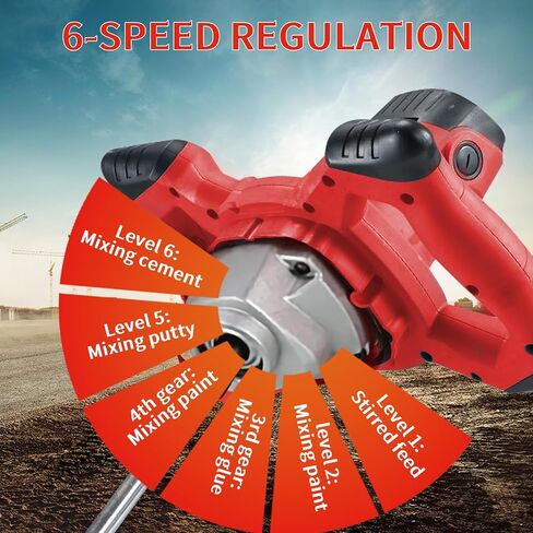 خلاط أسمنت FXTNKYY بقوة 2100 وات، خلاط خرسانة محمول للحفر، مع 6 سرعات قابلة للتعديل، خلاط أسمنت كهربائي محمول لخلط الطين والملاط والجص والأسمنت والطلاء والأعلاف in Kuwait