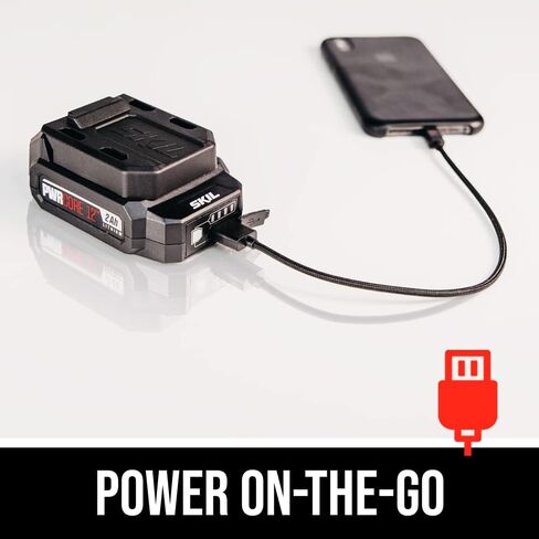 SKIL PWR CORE 12 Brushless 12V Compact Detail Sander Kit with Up to 12,000 OPM Includes 40pc Sandpaper(80/120/180/240 grits), Dust Box, 2.0Ah Battery and Charger - SR6608A-10,Red in Kuwait