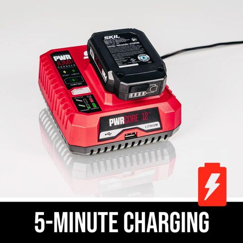 SKIL PWR CORE 12 Brushless 12V Compact Detail Sander Kit with Up to 12,000 OPM Includes 40pc Sandpaper(80/120/180/240 grits), Dust Box, 2.0Ah Battery and Charger - SR6608A-10,Red in Kuwait