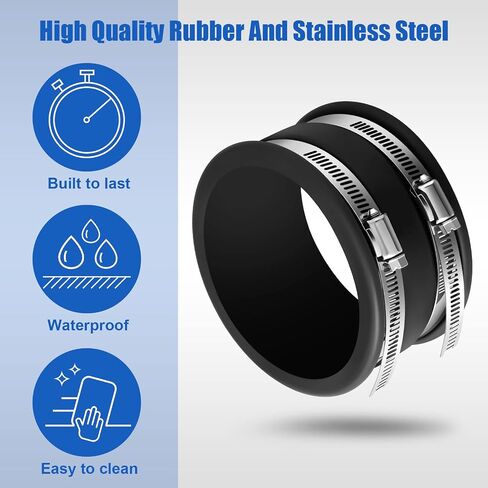 Minatee 2 Pcs 2-1/2 Inch Dust Control Flex Cuffs with Stainless Steel Hose Clamps, Flexible PVC Coupling for Plastic and Copper Plumbing Connections, Connector Ports Dust Collection Fittings in Kuwait