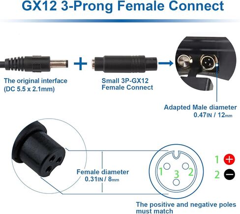 SOLEILLUNE 58.8V 4A شاحن بطارية أسرع شحن محول التيار الكهربائي لحزمة بطارية ليثيوم أيون 48V 50V 51.8V 52V 14S مع 3 مقابس (5.5x2.1mm / 5.5x2.5mm DC / GX12 3-Prong Female Inline Tips) in Kuwait