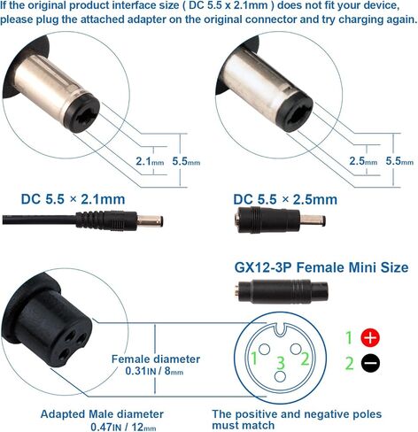 SOLEILLUNE 58.8V 4A شاحن بطارية أسرع شحن محول التيار الكهربائي لحزمة بطارية ليثيوم أيون 48V 50V 51.8V 52V 14S مع 3 مقابس (5.5x2.1mm / 5.5x2.5mm DC / GX12 3-Prong Female Inline Tips) in Kuwait