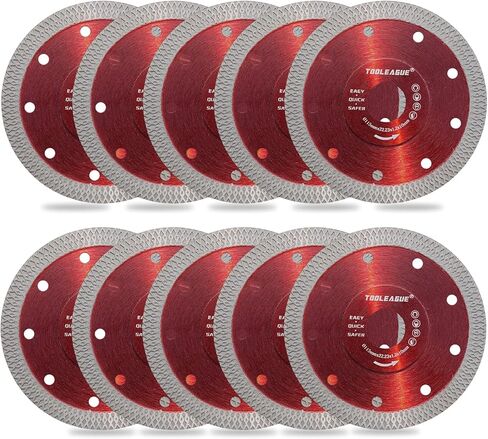 TOOLEAGUE 4-1/2 Inch Diamond Saw Blade, Super Thin Tile Cutting Disc, 10Pcs | Diamond Cutting Wheel for Cutting Porcelain Tile Granite Marbles, Both Dry and Wet Cutting are Acceptable in Kuwait