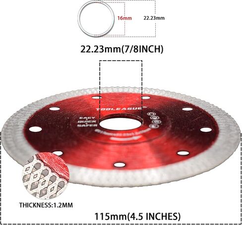 TOOLEAGUE 4-1/2 Inch Diamond Saw Blade, Super Thin Tile Cutting Disc, 10Pcs | Diamond Cutting Wheel for Cutting Porcelain Tile Granite Marbles, Both Dry and Wet Cutting are Acceptable in Saudi Arabia