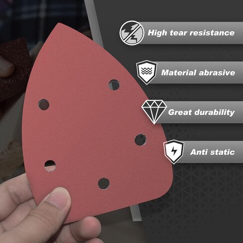 50PCS Mouse Detail Sander Sandpaper, 120 Grits Triangle Sanding Pads, 5 Holes Sanding Sheets Sandpaper Assortment, Sander Pads Sander Paper Mouse Sand Paper for Sanding Polishing in Saudi Arabia