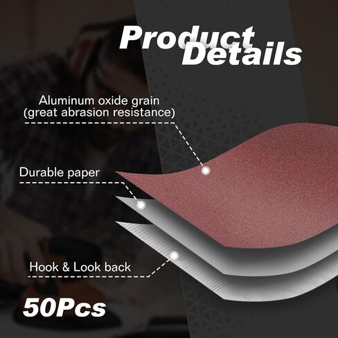 50PCS Mouse Detail Sander Sandpaper, 120 Grits Triangle Sanding Pads, 5 Holes Sanding Sheets Sandpaper Assortment, Sander Pads Sander Paper Mouse Sand Paper for Sanding Polishing in Saudi Arabia