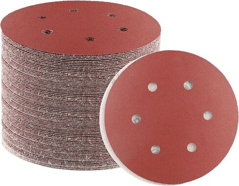 B BRESUCNY 100 PCS 6 Inch 6 Hole Sanding Discs Set, 40 60 80 100 120 180 240 320 400 600 1000 Grit Hook and Loop Sandpaper, Round Aluminum Oxide Sand Paper Discs for Sander in Kuwait