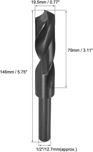 uxcell Reduced Shank Drill Bit 20mm Black Nitride Coated with 1/2 Inch Straight Shank, High Speed Steel HSS 9341 Twist Drill Bit for Stainless Steel Alloy Metal Plastic in Saudi Arabia