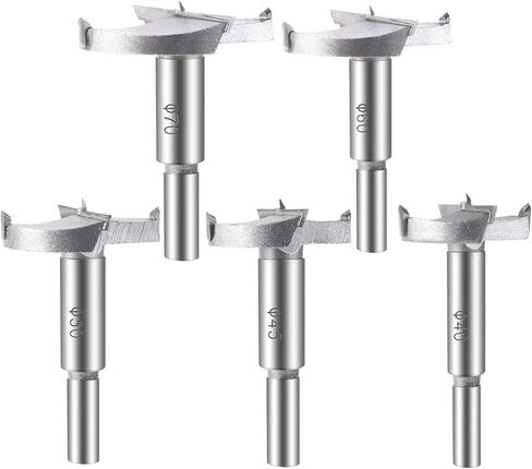 ASNOMY 5 قطع كبيرة الحجم من فورستنر مثقاب ثقب النجارة المملة، 40/45/50/60/70 مم مجموعة أدوات قطع المفصلات الفولاذية من الكربيد للخشب والخشب الرقائقي البلاستيكي (حجم كبير) in Kuwait