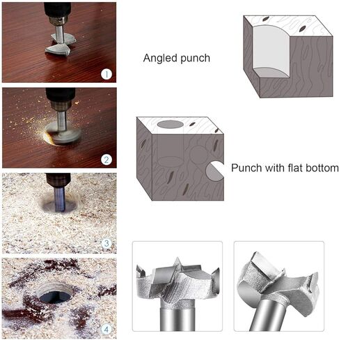 ASNOMY 5 قطع كبيرة الحجم من فورستنر مثقاب ثقب النجارة المملة، 40/45/50/60/70 مم مجموعة أدوات قطع المفصلات الفولاذية من الكربيد للخشب والخشب الرقائقي البلاستيكي (حجم كبير) in Kuwait