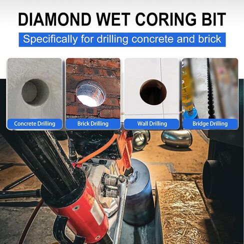 SALI Diamond Core Drill Bits 2" Diameter 10"/254mm Drilling Depth 5/8-11" Thread Core Bit Turbo Laser-Welded Segments for Cured Concrete with, Brick, Block, Masonry, with Two Adapters in Kuwait