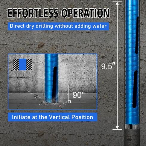 SALI Diamond Core Drill Bits 2" Diameter 10"/254mm Drilling Depth 5/8-11" Thread Core Bit Turbo Laser-Welded Segments for Cured Concrete with, Brick, Block, Masonry, with Two Adapters in Kuwait