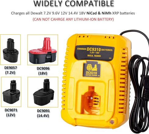 Lilocaja DC9310 18V XRP Battery Charger Replacement for Dewalt 18V Battery Charger DW9116 Compatible with Dewalt 7.2V-18V XRP NiCD/NiMH Battery DC9098 DC9096 DC9091 DW9072(Not for Any Li-ion Battery) in Kuwait