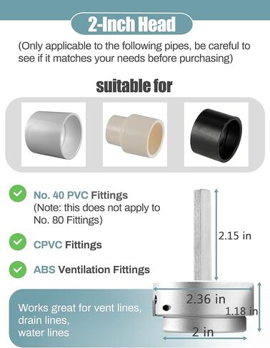 مخرطة أنابيب PVC 3 قطع تشمل رأس 2 بوصة، رأس 3 بوصة، رأس 1-1/2 بوصة in Kuwait