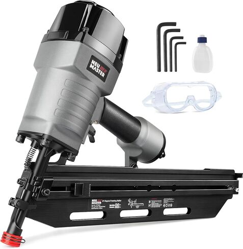 مسمار الإطار الهوائي 21 درجة من إن يو ماستر، مسدس أظافر مريح بإطار مع عمق خالٍ من الأدوات قابل للتعديل وبدون طرف لتحديد المسار، يقود الأظافر من 5.08 سم إلى 8.89 سم in Kuwait