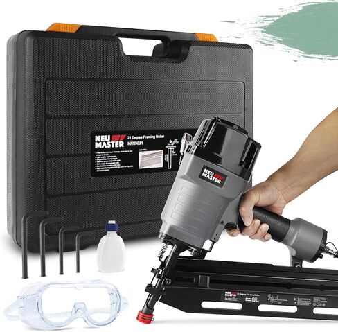 مسمار الإطار الهوائي 21 درجة من إن يو ماستر، مسدس أظافر مريح بإطار مع عمق خالٍ من الأدوات قابل للتعديل وبدون طرف لتحديد المسار، يقود الأظافر من 5.08 سم إلى 8.89 سم in Kuwait