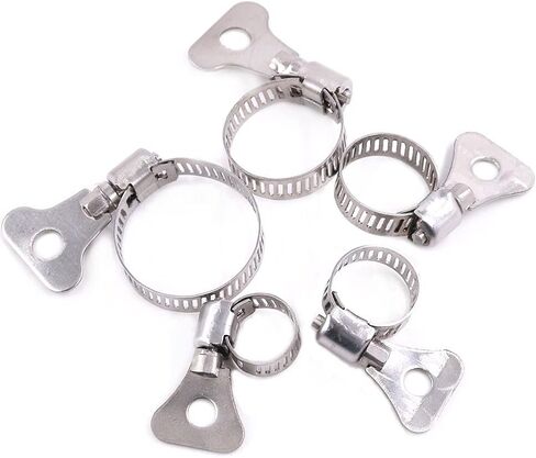 Hilitchi 40-Pcs 8-29mm Clamping Range Butterfly Key-Type Adjustable Hose Pipe Worm Gear Clamps Assortment Kit, Clamps Ideal for Plumbing, Automotive - - 304 Stainless Steel in Saudi Arabia