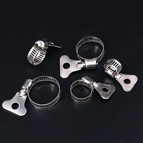 Hilitchi 40-Pcs 8-29mm Clamping Range Butterfly Key-Type Adjustable Hose Pipe Worm Gear Clamps Assortment Kit, Clamps Ideal for Plumbing, Automotive - - 304 Stainless Steel in Saudi Arabia