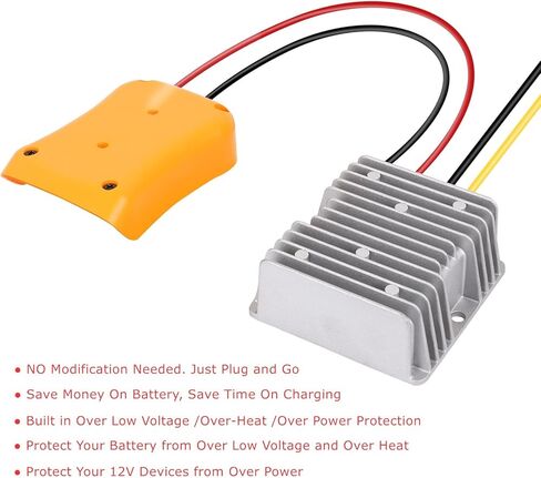 محول طاقة تيار مستمر لبطارية ديوالت 20 فولت بحد أقصى، محول جهد تنازلي من 20 فولت إلى 12 فولت، عاكس 180 وات، منظم محول باك تلقائي لشريط إضاءة LED لعربة الجولف (البطارية غير متضمنة) in Kuwait