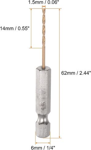 HARFINGTON 5 قطع 1/4 بوصة سداسية عرقوب مثقاب 1.5 مم مجموعة لقم مثقاب من التيتانيوم M35 عالية السرعة من الفولاذ لقمة مثقاب بطول 62 مم أرضية بالكامل للخشب والفولاذ المقاوم للصدأ والمعادن والبلاستيك والبلاستيك in Kuwait