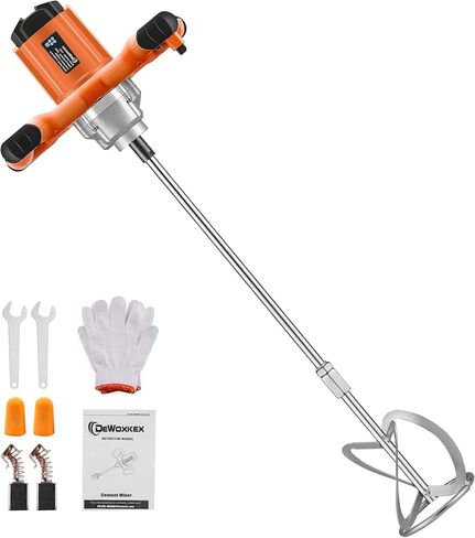 خلاط اسمنت دكينيكور، خلاط خرسانة كهربائي محمول بقوة 2300 واط، خلاط ملاط ​​محمول 110 فولت مع 6 سرعات قابلة للتعديل لخلط الأسمنت والملاط والطين والطلاء والأعلاف in Kuwait