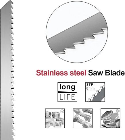 JIAYOUBAO الفولاذ المقاوم للصدأ شفرات المنشار الترددية 12 بوصة، 3TPI أسنان كبيرة غير مصبوغة لقطع الطعام، تركيا، اللحوم المجمدة، قطع العظام، لحم الخنزير المعالج، الحيوانات الكبيرة، لحم البقر، الأغنام، العظام 3 حزمة in Kuwait
