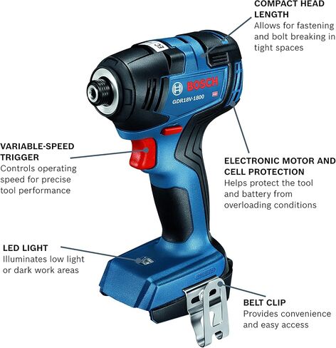 بوش GXL18V-27B22 18 فولت 2 أداتين 1/4 انش مفك عزم سداسي و1/2 انش طقم مثقاب/مفك مع (2) بطارية 2.0 امبير في الساعة in Kuwait