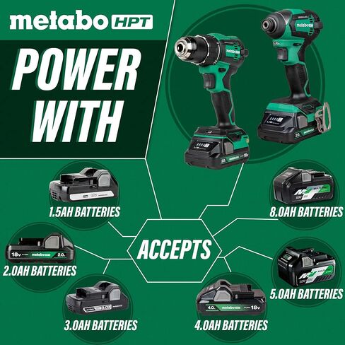 Metabo HPT 18V MultiVolt ™ مجموعة أدوات الحفر والسائق بدون فرش اللاسلكي | تتضمن بطاريات 2-18 فولت 2.0 أمبير | ضمان الأداة مدى الحياة | KC18DEXQB in Saudi Arabia