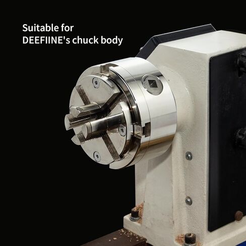 مجموعة ظرف مخرطة الخشب DEEFIINE مقاس 4 بوصة بخيط 1 بوصة × 8TPI ومحول 3/4 بوصة × 16TPI، ظرف دوران خشبي ذاتي التمركز مطلي بالنيكل 4 فك. (فك واحد) in Kuwait