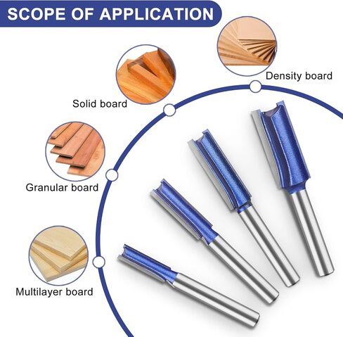 Professional Straight Flush Trim Router Bits 1/4 Inch Shank, Top Bearing Flush Trim Router Bit Set, Cutting Height Respectively 13/16", 1-1/16", 1-3/16", 1-7/32". in Saudi Arabia