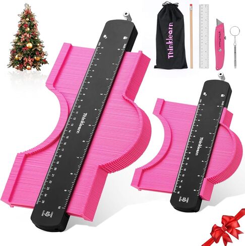 هدية عيد الميلاد للنساء والأم والزوجة - مقياس محيطي 10+6 بوصة، أداة قياس محيطية وردية مع قفل، مثالية لصيانة المنزل بنفسك، أداة تحديد الخطوط العريضة لوضع بلاط السجاد على الأرضيات الخشبية in Kuwait