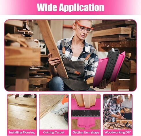 هدية عيد الميلاد للنساء والأم والزوجة - مقياس محيطي 10+6 بوصة، أداة قياس محيطية وردية مع قفل، مثالية لصيانة المنزل بنفسك، أداة تحديد الخطوط العريضة لوضع بلاط السجاد على الأرضيات الخشبية in Kuwait