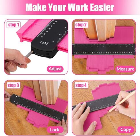 هدية عيد الميلاد للنساء والأم والزوجة - مقياس محيطي 10+6 بوصة، أداة قياس محيطية وردية مع قفل، مثالية لصيانة المنزل بنفسك، أداة تحديد الخطوط العريضة لوضع بلاط السجاد على الأرضيات الخشبية in Kuwait